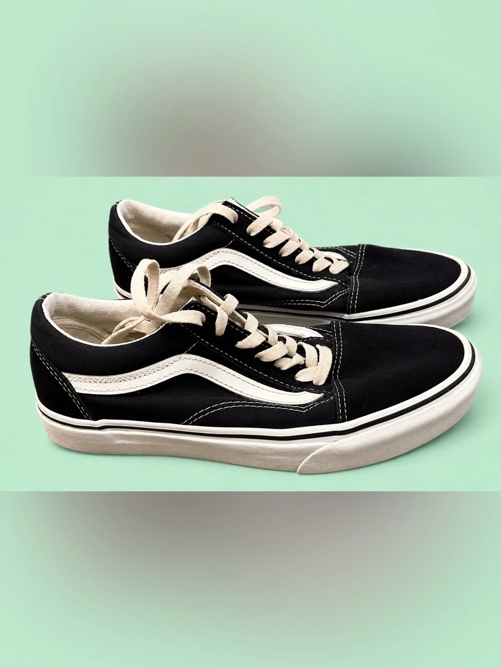 KIDS VANS OFF THE WALL OLD SKOOL NAVY SEUDE CANVAS SNEAKERS - BIG BOYS - SIZE 6
